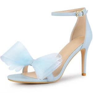 Chic Light Blue Ankle Strap Heels with Bow